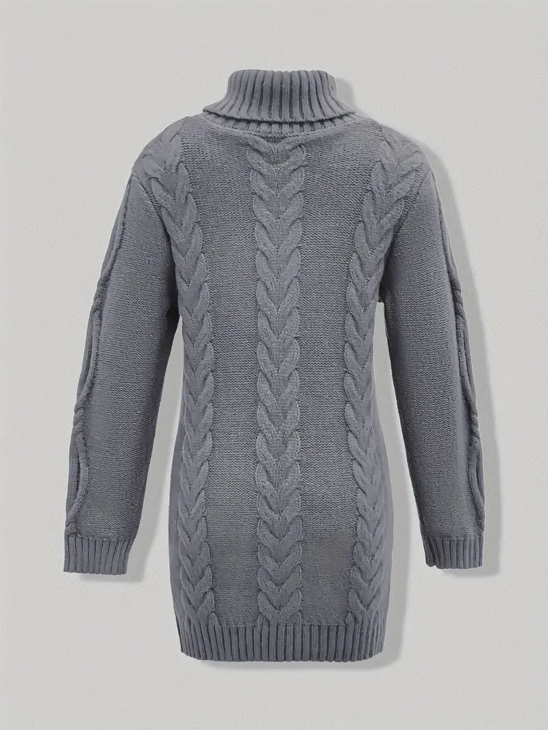 Pull-Robe À Col Roulé En Maille Torsadée Épaisse