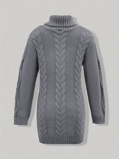 Pull-Robe À Col Roulé En Maille Torsadée Épaisse