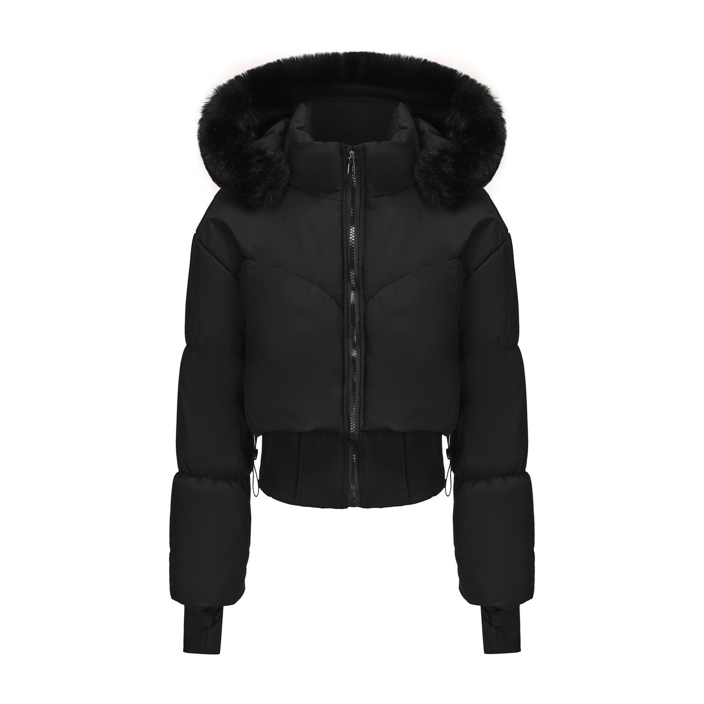 Veste Femme Courte Cintrée à la Taille avec Capuche
