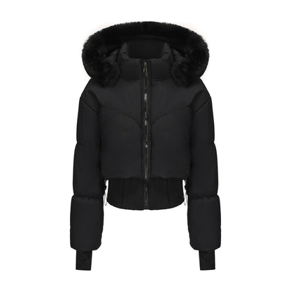 Veste Femme Courte Cintrée à la Taille avec Capuche
