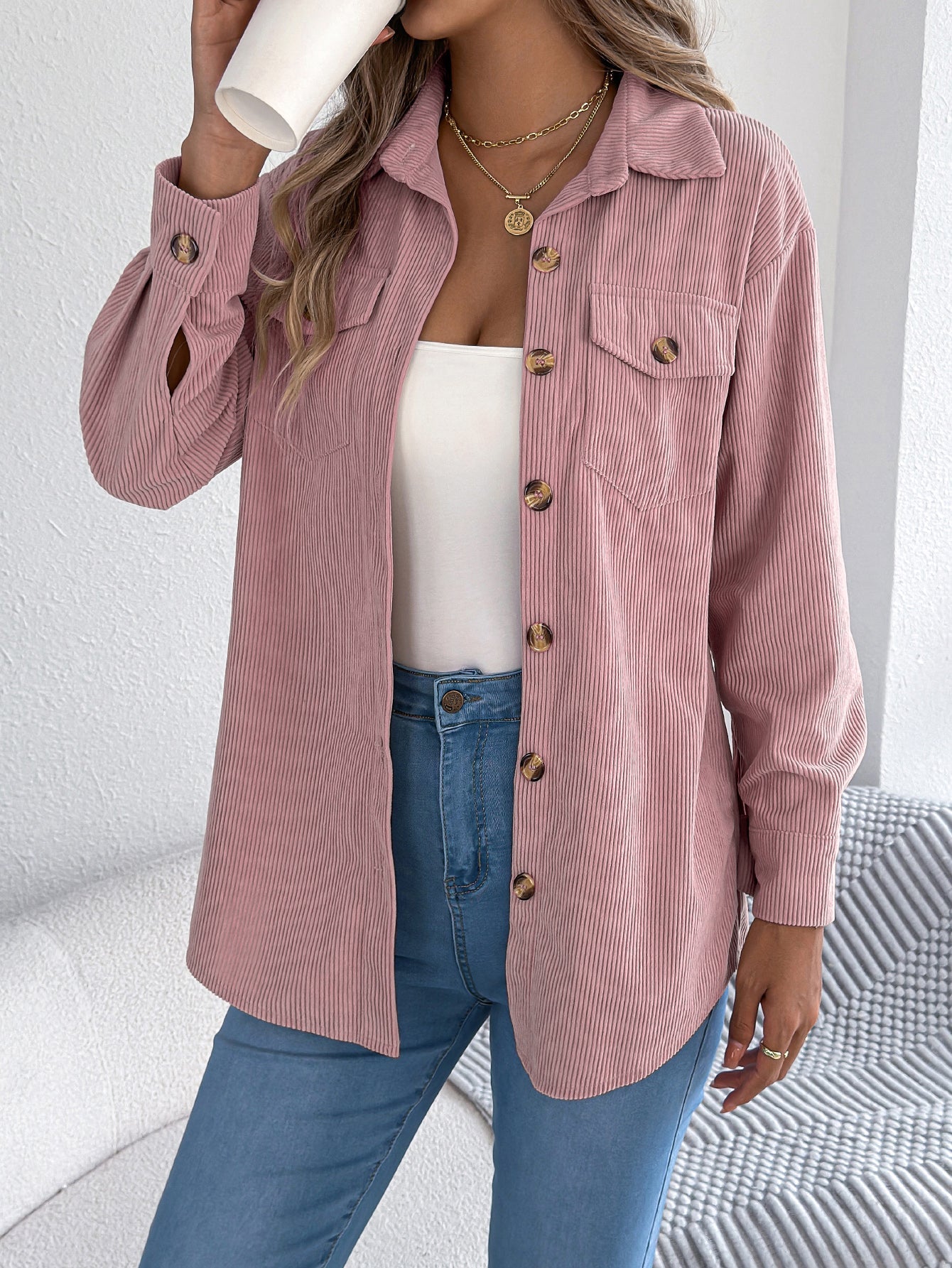 Veste mi-longue à manches longues