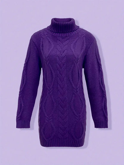 Pull-Robe À Col Roulé En Maille Torsadée Épaisse