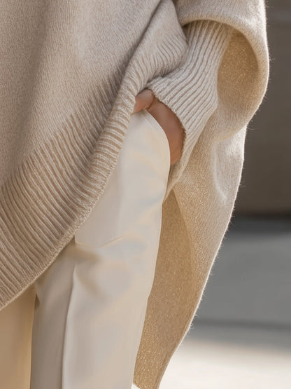 Pull Poncho Oversize En Maille