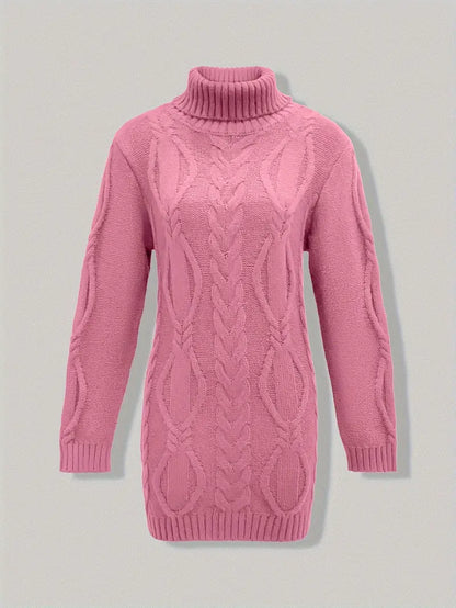 Pull-Robe À Col Roulé En Maille Torsadée Épaisse