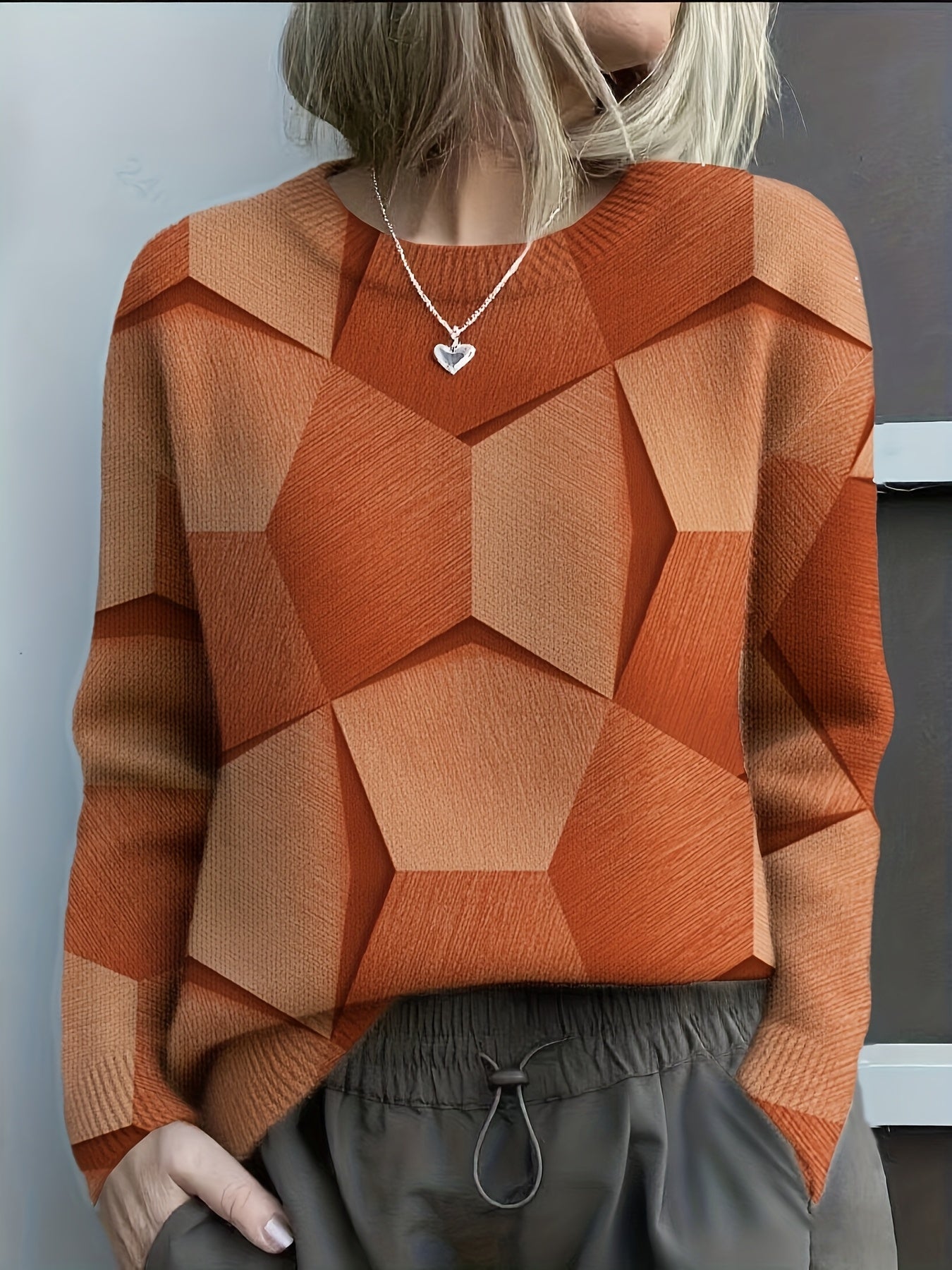 Pull Tricoté En Coton À Imprimé 3D