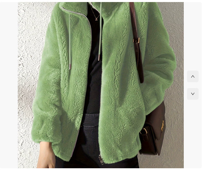 Cardigan Femme Polaire Double Face à Col Montant – Chaud & Confort Hiver