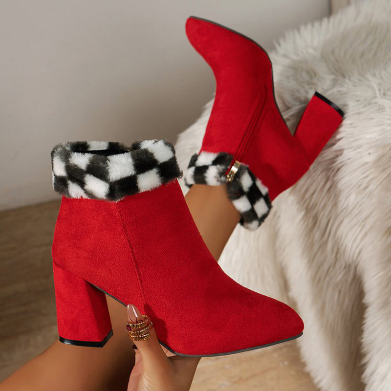 Bottines Femme à Carreaux – Chaudes, Chic & Polyvalentes