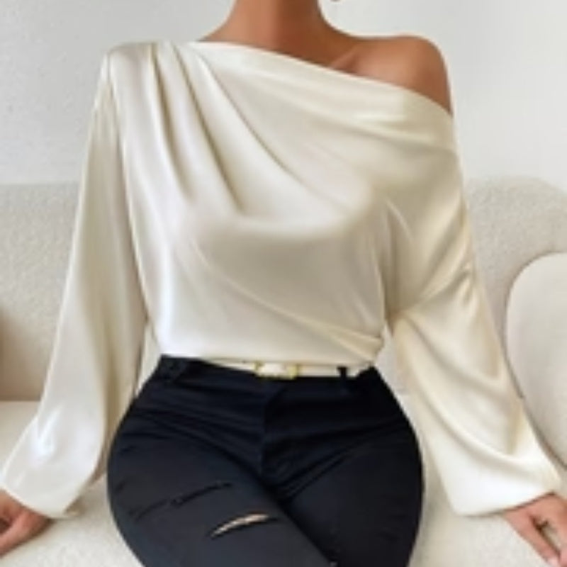 T-shirt à manches longues pour femme, pull asymétrique