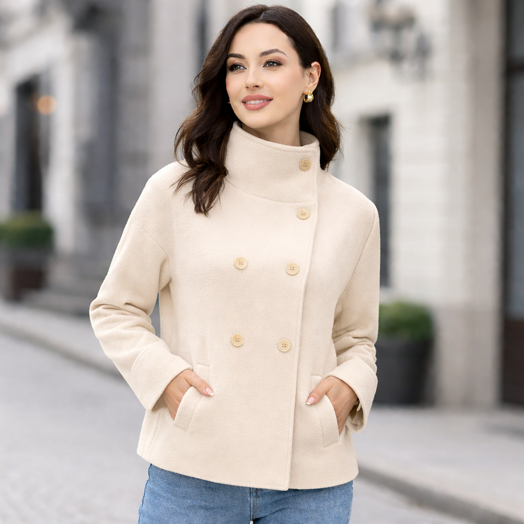 Veste Haut ample en maille à col montant et boutons