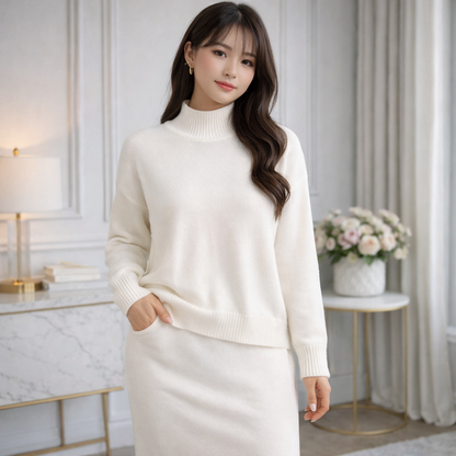 Ensemble Femme Col Roulé & Jupe Moulante –  Confort Hiver