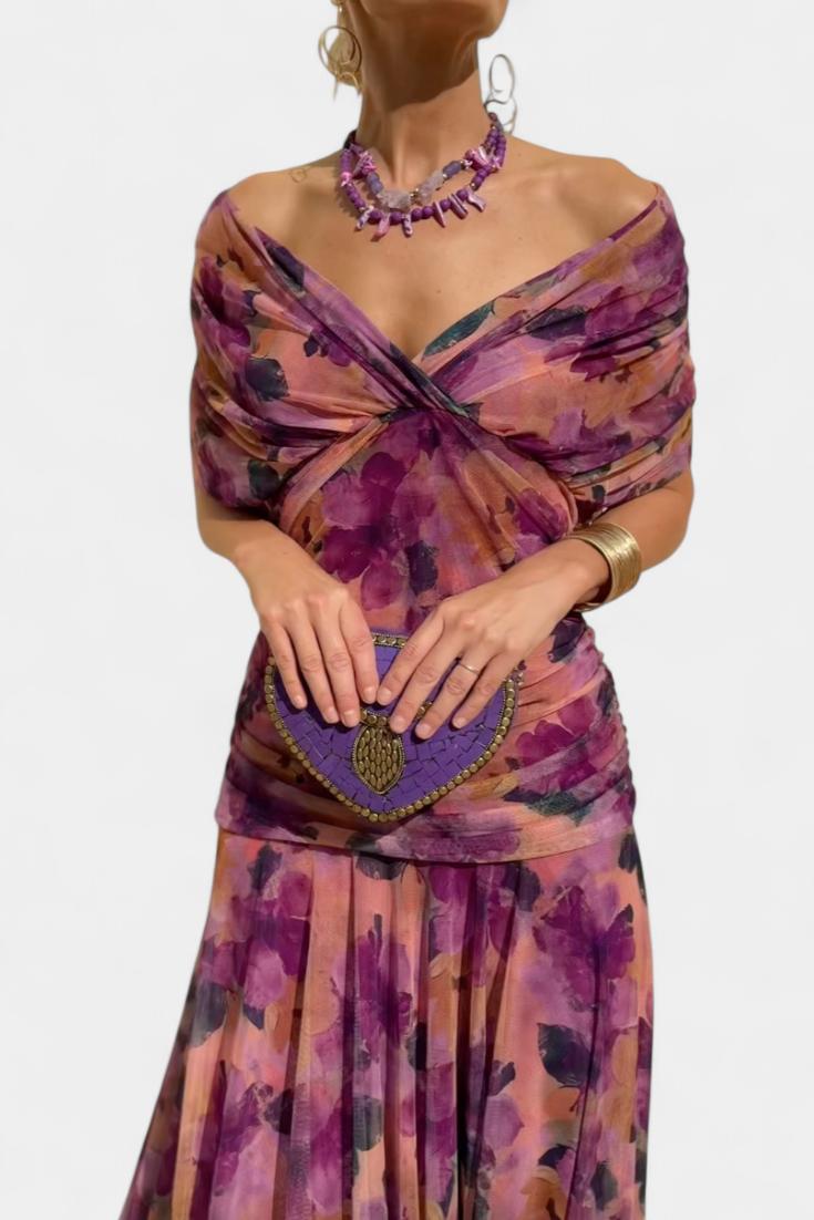 Robe Marissa Longue À Fleurs & Col En V