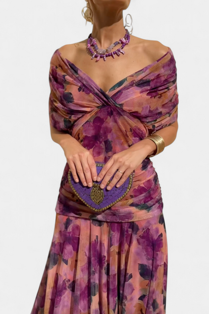 Robe Marissa Longue À Fleurs & Col En V