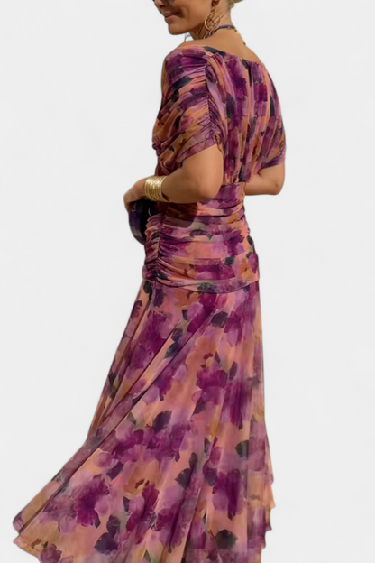 Robe Marissa Longue À Fleurs & Col En V
