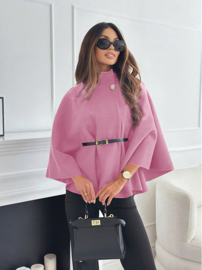 veste à col montant et manches chauve-souris avec ceinture
