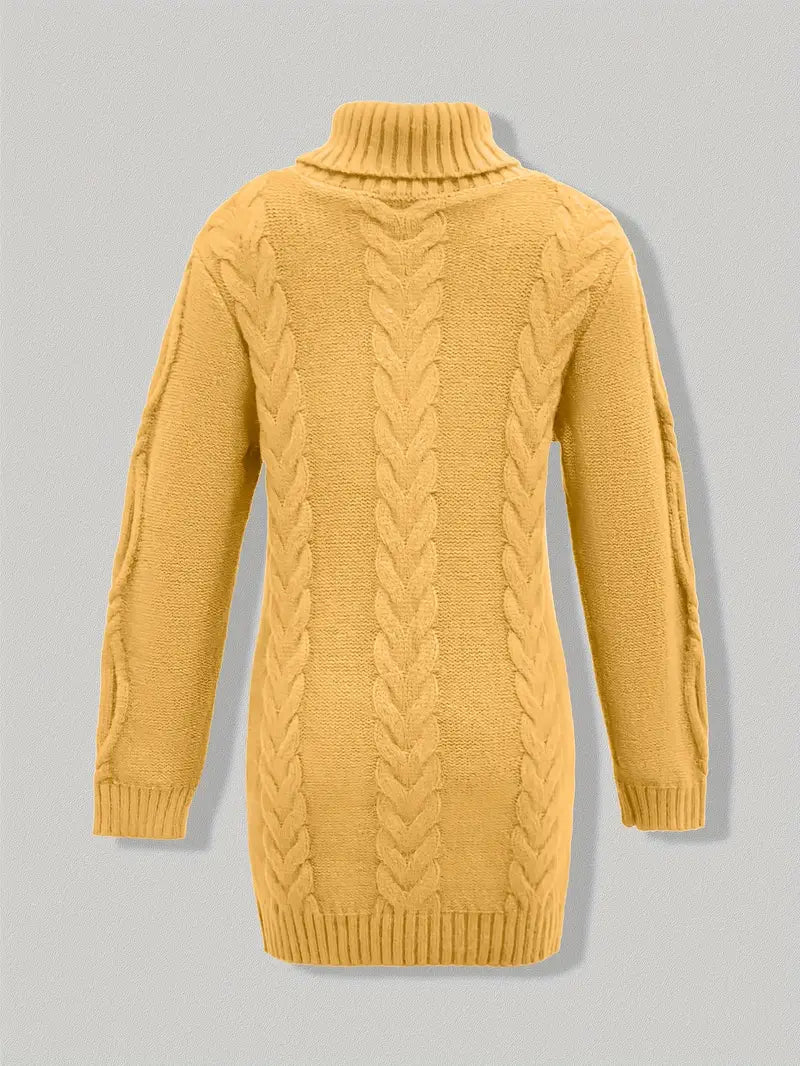 Pull-Robe À Col Roulé En Maille Torsadée Épaisse