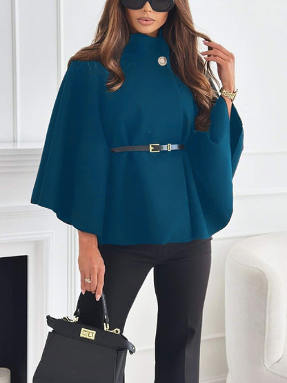 veste à col montant et manches chauve-souris avec ceinture