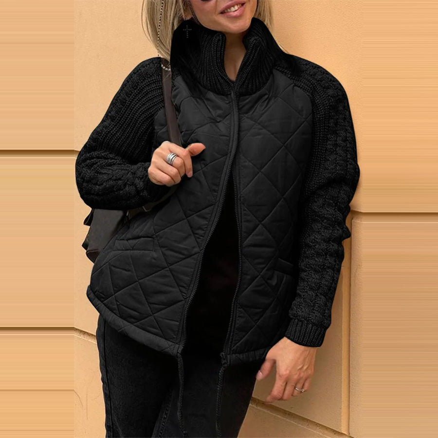 Veste d’Hiver Femme Matelassée à Col Montant – Élégante & Pratique
