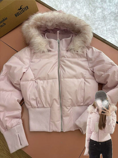 Veste Femme Courte à Capuche et Col