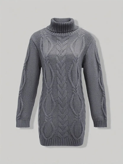 Pull-Robe À Col Roulé En Maille Torsadée Épaisse