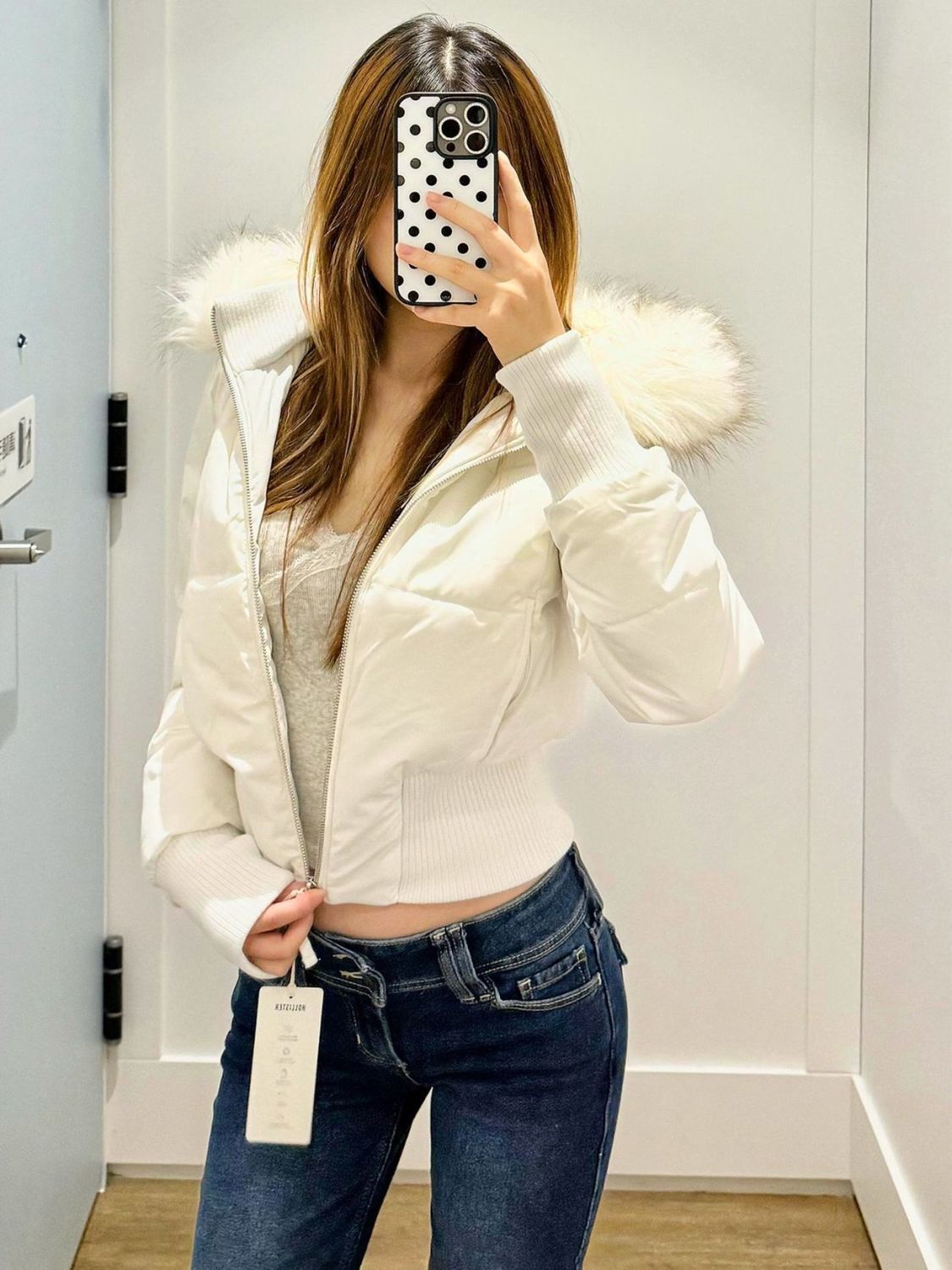 Veste Femme Courte à Capuche et Col