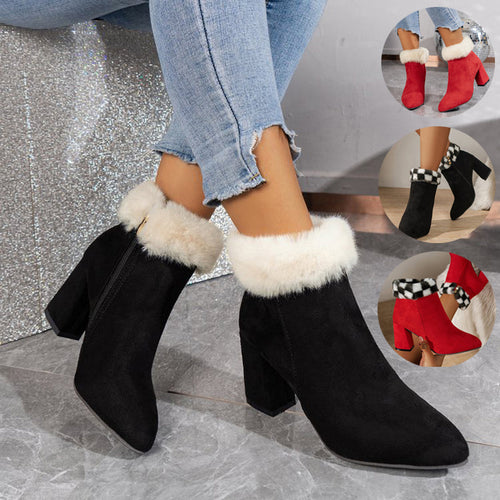Bottines Femme à Carreaux – Chaudes, Chic & Polyvalentes