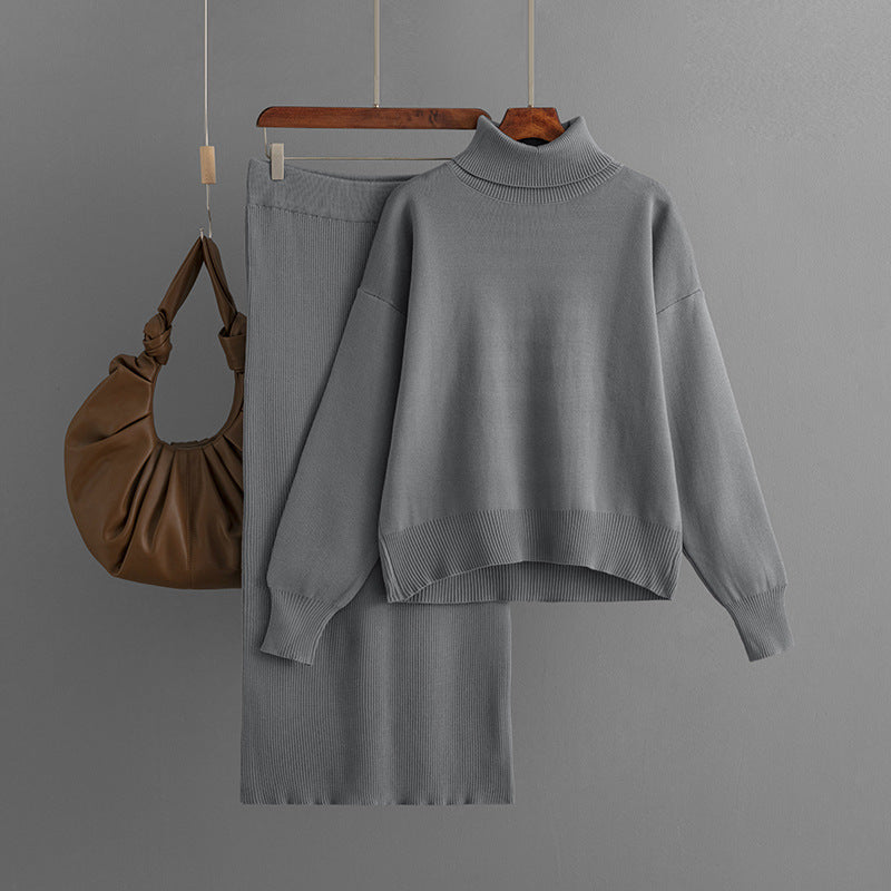 Ensemble Femme Col Roulé & Jupe Moulante –  Confort Hiver