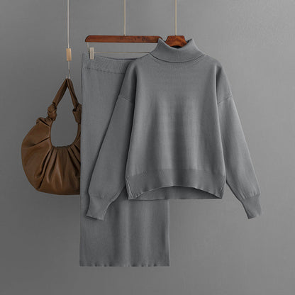 Ensemble Femme Col Roulé & Jupe Moulante –  Confort Hiver