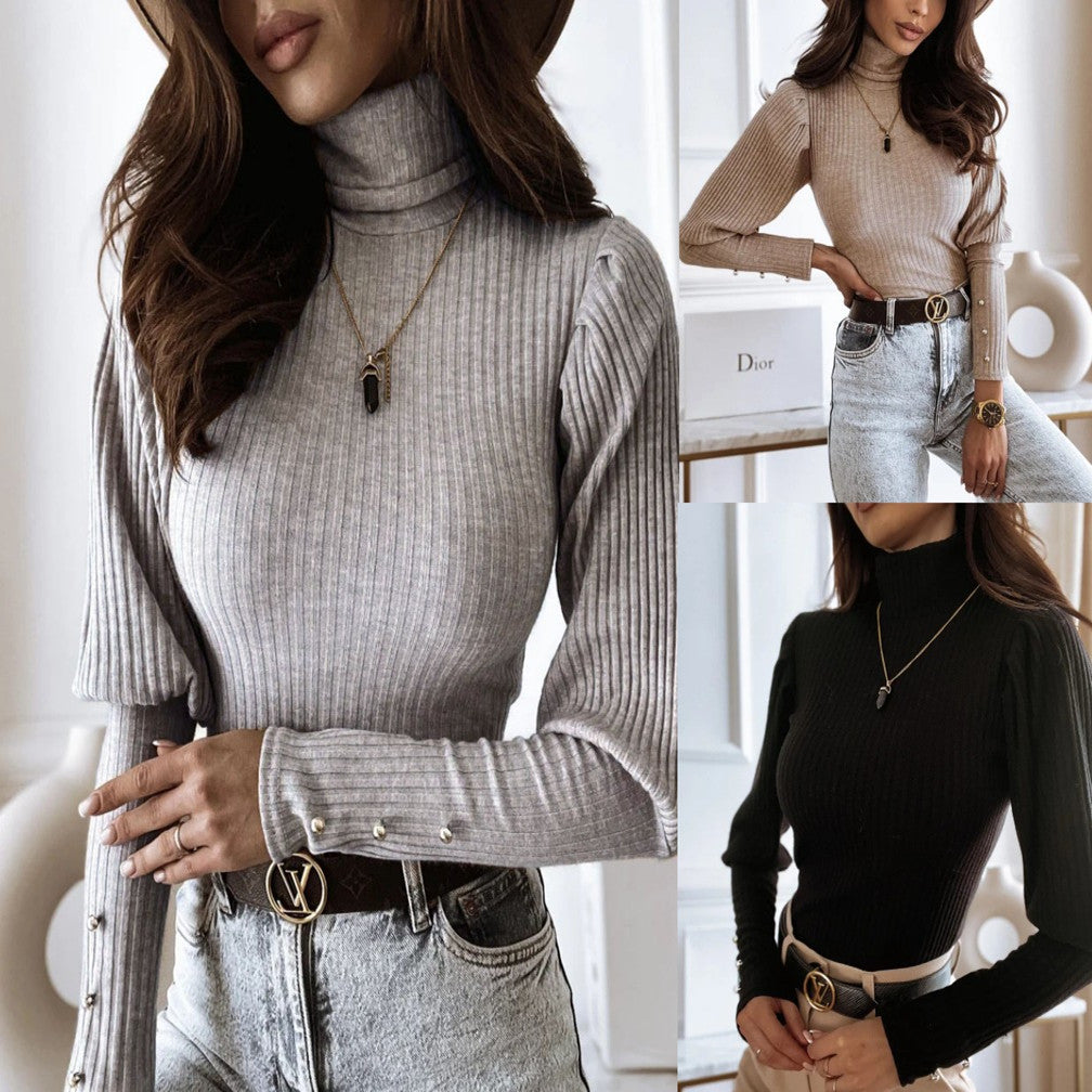 pull à col montant et bas évasé pour femme