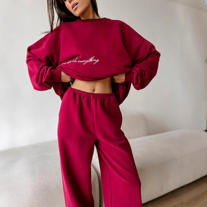 Ensemble deux pièces décontracté en tricot imprimé