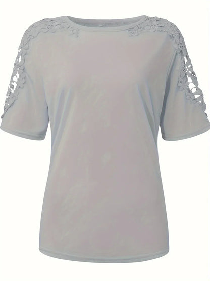 T-shirt D'été À Manches Courtes Avec Dentelle