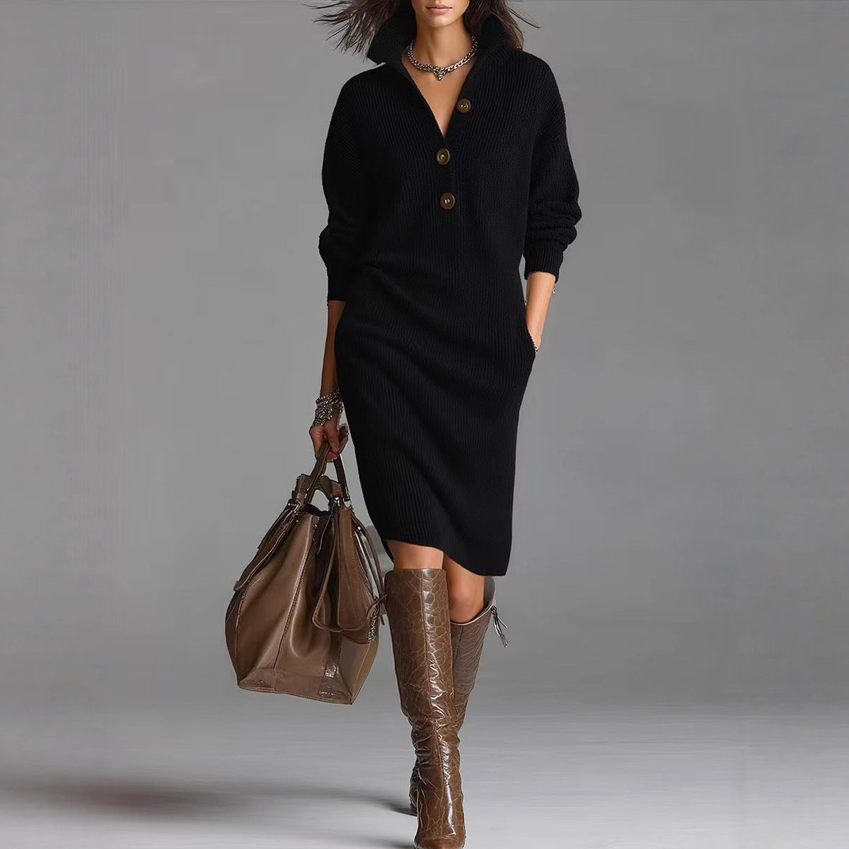 Robe-pull à manches longues