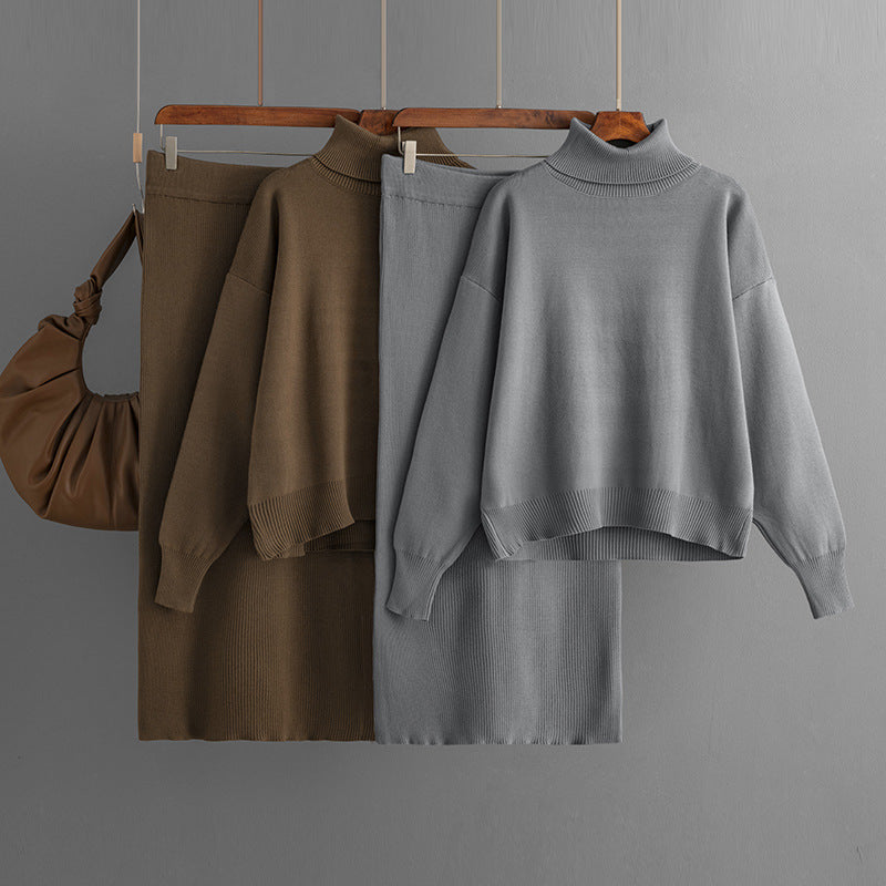Ensemble Femme Col Roulé & Jupe Moulante –  Confort Hiver