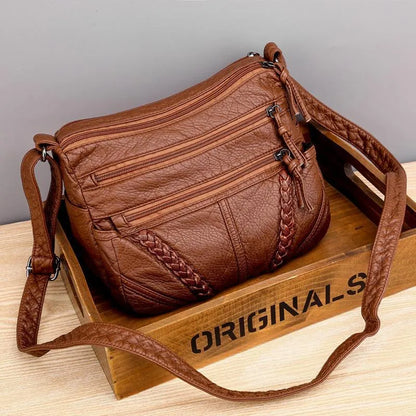 Sac à Bandoulière Multi-poches en Cuir