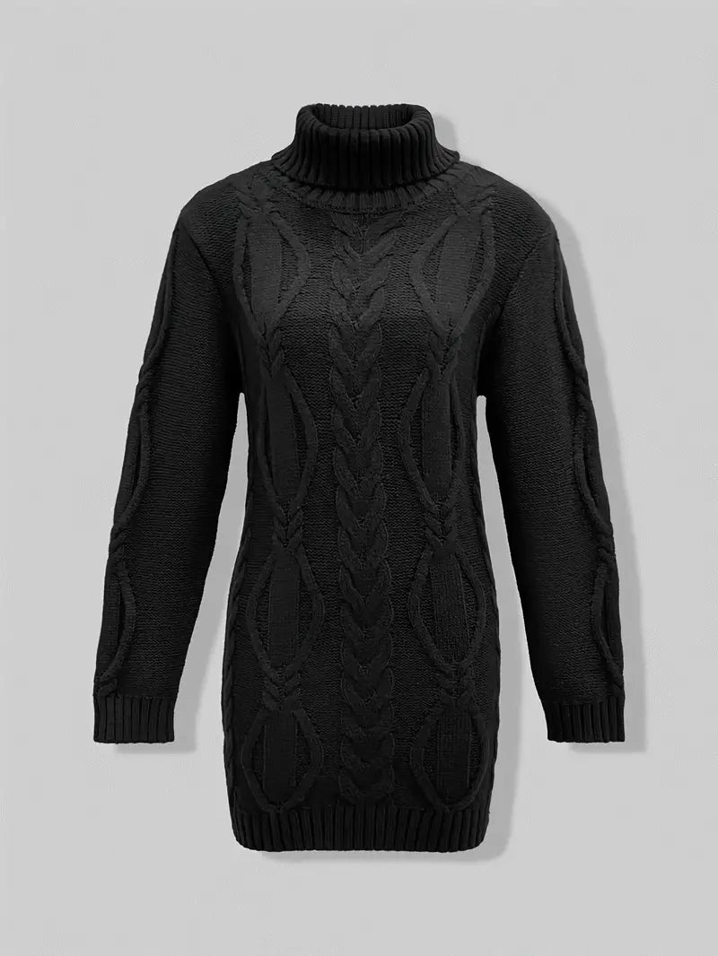 Pull-Robe À Col Roulé En Maille Torsadée Épaisse