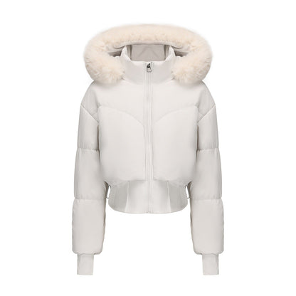 Veste Femme Courte Cintrée à la Taille avec Capuche