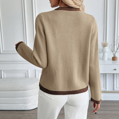 Cardigan tricoté à couleurs contrastées