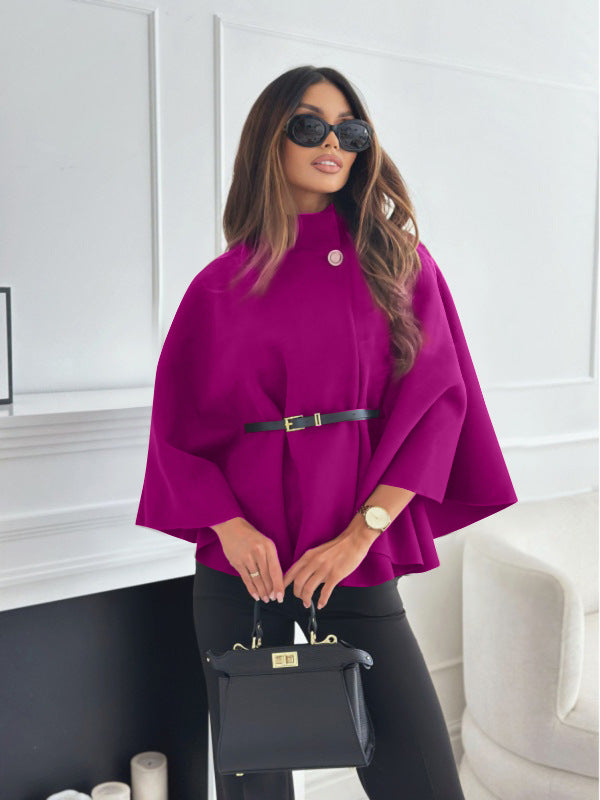veste à col montant et manches chauve-souris avec ceinture