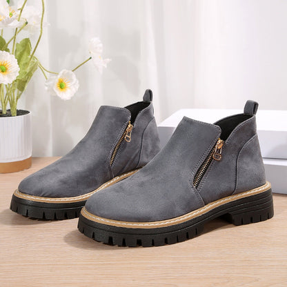 Bottines Plates Zippées