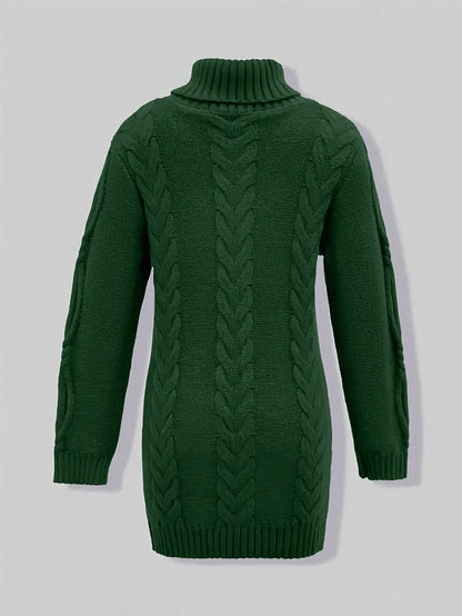 Pull-Robe À Col Roulé En Maille Torsadée Épaisse