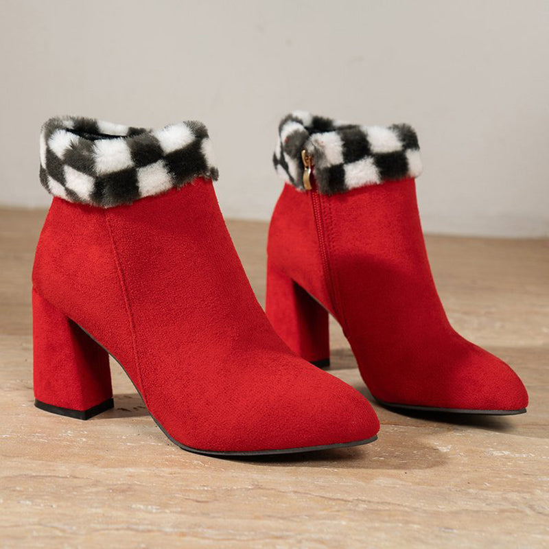 Bottines Femme à Carreaux – Chaudes, Chic & Polyvalentes