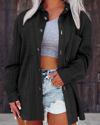 Veste  Femme en Maille à Col Polo – Boutonné, Couleur Unie & Élégance Hiver
