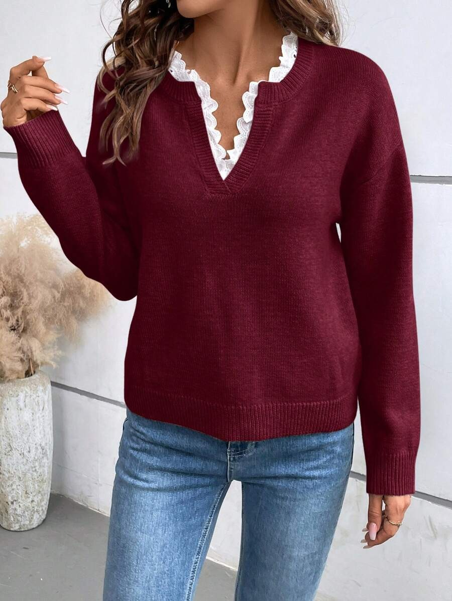 Pull Sadine Élégant À Col En V