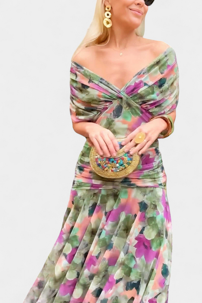 Robe Marissa Longue À Fleurs & Col En V